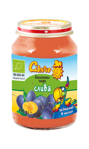 СЛЪНЧО БИО  бебешко плодово пюре слива 4м.+   190гр. 4259