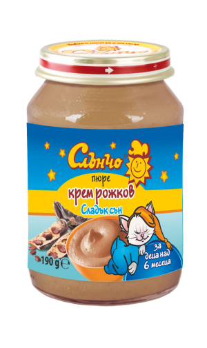 СЛЪНЧО Бебешко пюре  десерт Крем рожков  8м.+,190гр. 6000