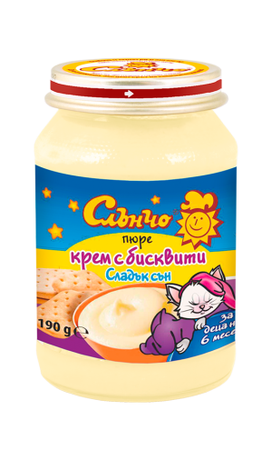 СЛЪНЧО  бебешко пюре готова каша Крем с бисквити  6м.+ 190гр. 4198