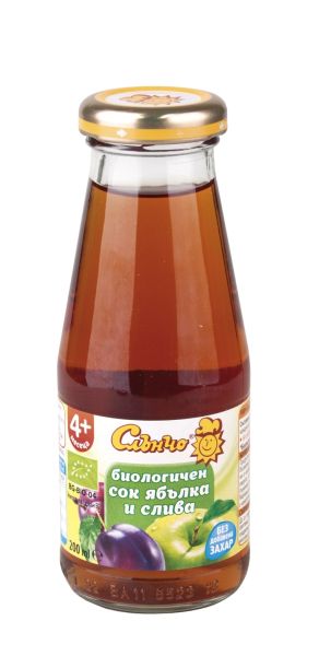 СЛЪНЧО бебешки сок Ябълка и Слива 200мл.