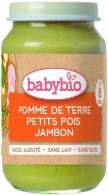  BABYBIO бебешко пюре  Картофи, Зелен грах и Шунка 8+ мес. 200 гр.