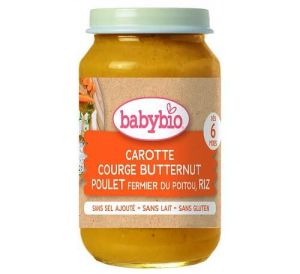 BABYBIO БИО бебешко пюре  Пилешко месо с Ориз и Тиква 6+ мес. 200 г