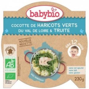 BABYBIO БИО Меню Пъстърва и Зелен фасул 12+ мес. 230 гр.