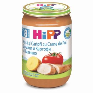 HIPP БИО Бебешко пюре Домати и картофи с пилешко месо 8+ мес. 220 гр.  6510