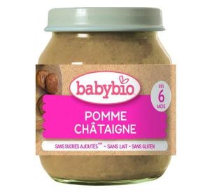 BABYBIO БИО  бебешко плодово пюре с ябълка и кестени 130гр.