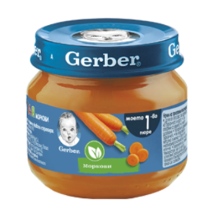 GERBER бебешко зеленчуково пюре  Моркови  4м.+, 80 гр.   9312