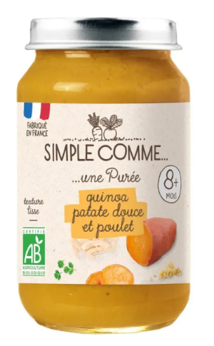 SIMPLE COMME Бебешко  пюре пилешко месо, киноа и сладък картоф 8м+ , 200гр. 