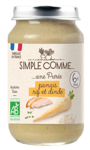 SIMPLE COMME Бебешко пюре с пуешко месо, пащърнак и ориз 6м+ , 190гр