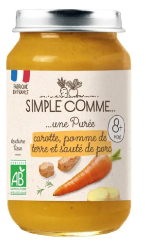 SIMPLE COMME Бебешко  пюре със свинско месо, моркови и картофи 8м+ ,200гр.