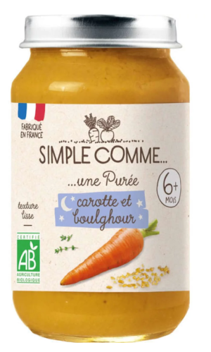 SIMPLE COMME  Бебешко зеленчуково пюре  моркови и булгур 6м+,190гр. 