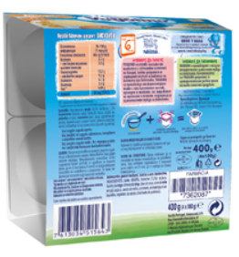 NESTLE YOGOLINO Млечен десерт с бисквита, 6м+, 4бр. x 100гр. в опаковка  5643