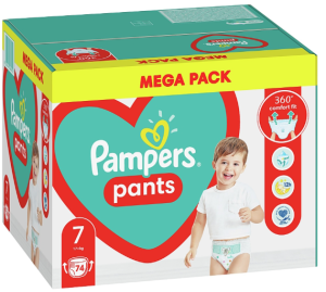 Pampers Active baby -Еднократни гащички ,Размер 7(17+кг) 74 бр./ КАШОН 