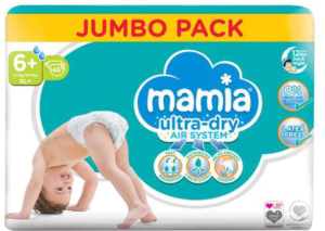 Mamia – Еднократни пелени, Размер 6+ (17+ кг), 46 бр./пак.