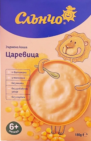 СЛЪНЧО инстантна БЕЗМЛЕЧНА каша ЦАРЕВИЦА 6м. 180г