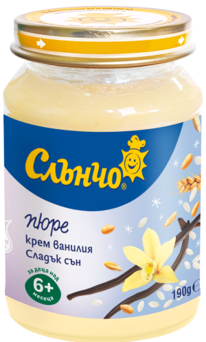 СЛЪНЧО  бебешко пюре готова каша Крем ванилия  6м.+190гр. 4075