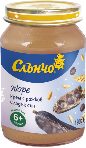 СЛЪНЧО Бебешко пюре  десерт Крем рожков  8м.+,190гр. 6000