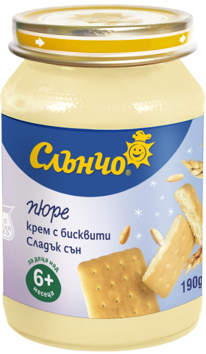 СЛЪНЧО  бебешко пюре готова каша Крем с бисквити  6м.+ 190гр. 4198