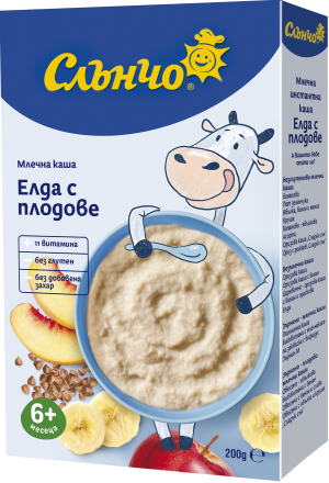 СЛЪНЧО Инстантна МЛЕЧНА каша ЕЛДА С ПЛОДОВЕ 180г.
