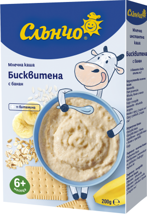 СЛЪНЧО инстантна МЛЕЧНА каша БИСКВИТЕНА С БАНАН 180г.