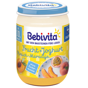 BEBIVTA бебешко пюре Йогурт с плодове - праскова и маракуя 6м.+ 190г.  14409
