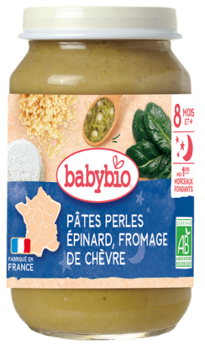 Babybio Био бебешко пюре Зеленчуци козе сирене и макарони 8м+, 200г.