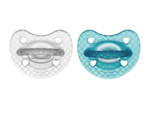 CHICCO Силиконова залъгалка Soft Lux (6-16 м.) 2 бр. сив/син N0374