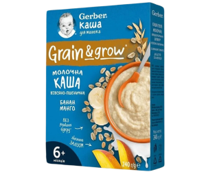 GERBER МЛЕЧНА инст.каша  овеси пшеница  с Банан и Манго 6+мес. 240гр.  4053