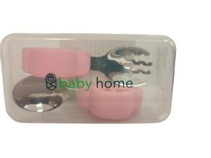 SEVI BEBE  КОМПЛЕКТ ВИЛИЧКА И ЛЪЖИЧКА КОЛА СЪС СИЛИКОНОВА ДРЪЖКА РОЗОВА