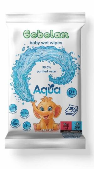 BEBELAN  Бебешки мокри кърпи AQUA с 99.6 % вода 20бр.