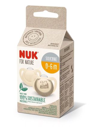 NUK for NATURE биберон залъгалка силикон 0-6 мес. 2бр. Крем  175.295