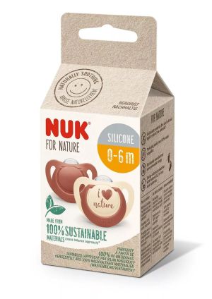 NUK for NATURE биберон залъгалка силикон 0-6 мес. 2бр. Червена  175.294