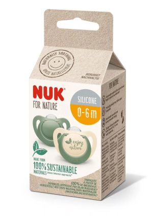 NUK for NATURE биберон залъгалка силикон 0-6 мес. 2бр. Зелена  175.296