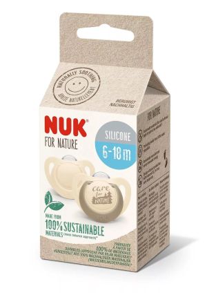NUK for NATURE биберон залъгалка силикон 6-18 мес. 2бр. Крем  176.298