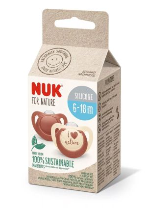 NUK for NATURE биберон залъгалка силикон 6-18 мес. 2бр. Червена  176.297