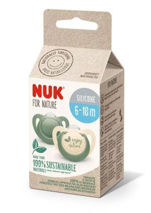 NUK for NATURE биберон залъгалка силикон 6-18 мес. 2бр. Зелена  176.299