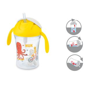NUK Чаша със сламка 230 мл. 8+м. MOTION CUP ЖЪЛТА 255.641