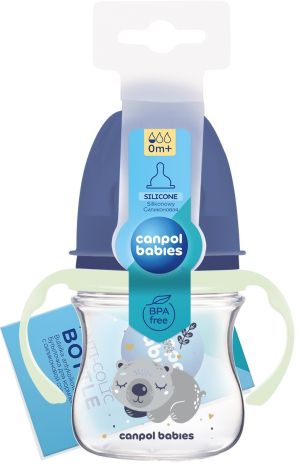 CANPOL Шише с дръжки 120 мл. EASY START SLEEPY  BLU35/236 
