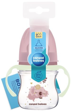 CANPOL Шише с дръжки 120 мл. EASY START SLEEPY COALA PINK 35/236