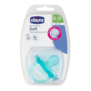 CHICCO Силиконова залъгалка PHYSIO SOFT 6-16 м. СИНЯ N0313