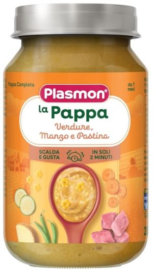 PLASMON Бебешко пюре   зеленчуци с бебешка паста и говеждо месо, 7м+, 200гр.    2731