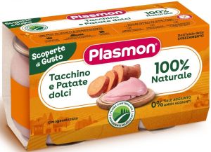 PLASMON Бебешко пюре Пуешко и сладки картофи, 6м+,2 х 120гр.   1305