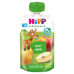 HIPP БИО HIPPIS Плодова закуска ПАУЧ  круши и ябълки 4м.+ 100г.    8572