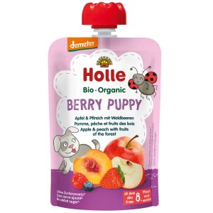 HOLLE плодова закуска ПАУЧ от ябълка, праскова и горски плодове 100г. 6м+ 7252