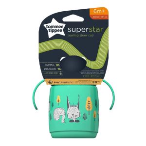 TOMME TIPPEE Неразливаща се чаша със сламка и с дръжки SuperStar  300 мл, 6м+, зелена 0222