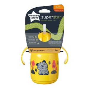 TOMME TIPPEE Неразливаща се чаша със сламка и с дръжки SuperStar 300 мл, 6м+, жълта 0223
