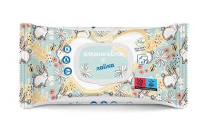 BEBELAN IDEA BABY  Мокри кърпи с екстракт от лайка с капак 72 бр.