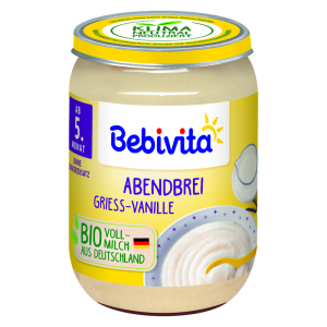BEBIVITA БИО Бебешко пюре Млечна каша "Лека нощ" грис с ванилия 190г.  14601