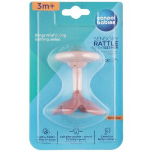 CANPOL Сензорна дрънкалка с чесалка , 0м+, розова 56/610_pin
