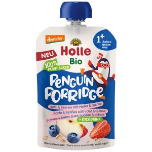 HOLLE БИО плодова закуска ПАУЧ ябълка и горски плодове с овесени ядки и киноа 110г. 12м+