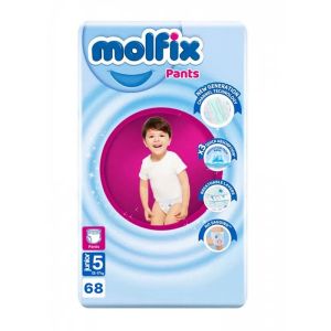 Molfix Pants Jumbo Pack -Еднократни пелени-гащички, Размер 5 (12-17кг.) ,68бр./пак.